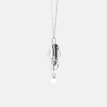 Pearl Drip Dick Pendant Necklace - Silver