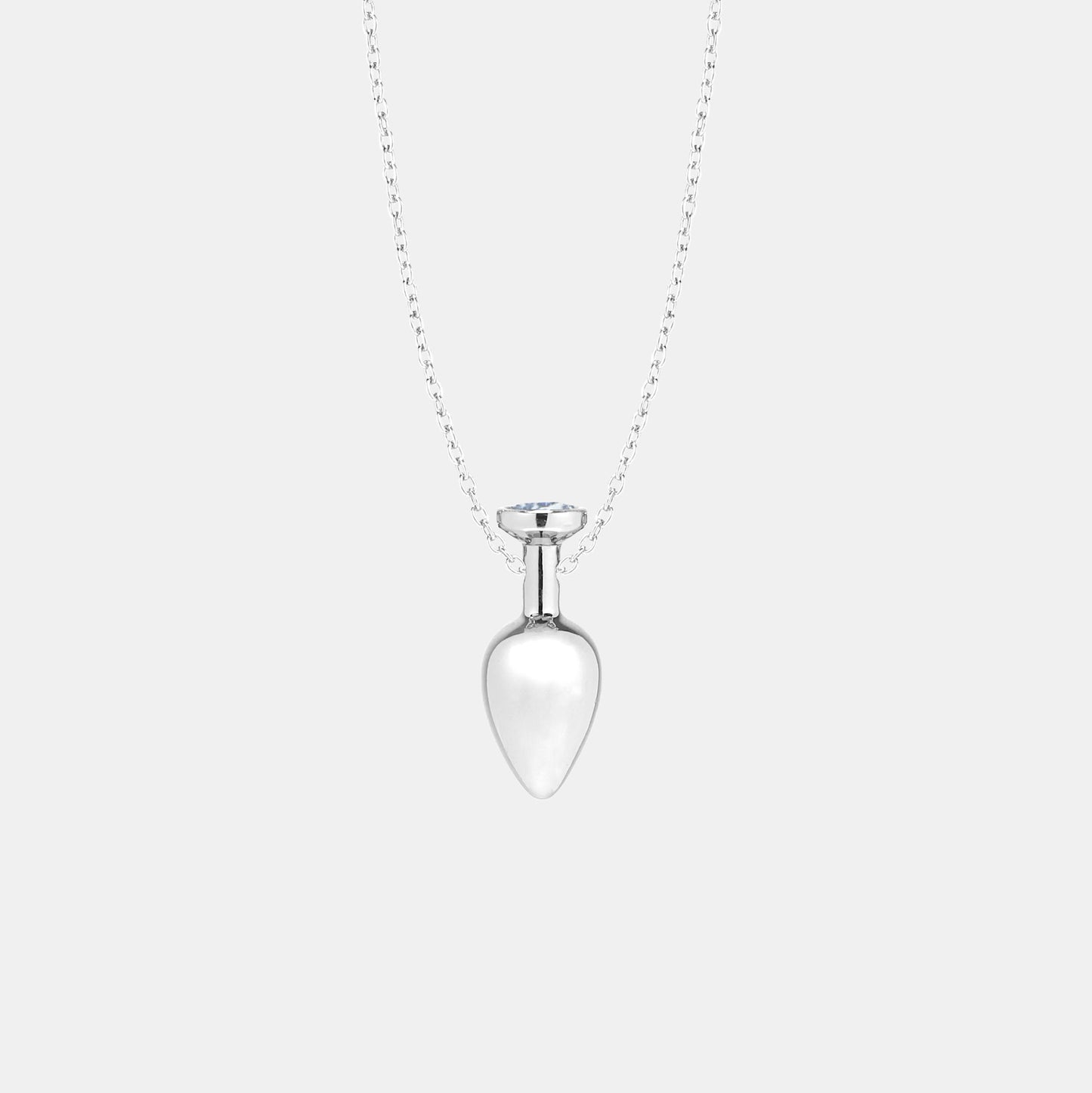 Butt Plug Pendant Necklace - Silver