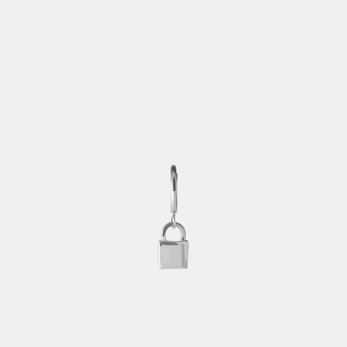 Padlock Drop Hoop Earring - Silver